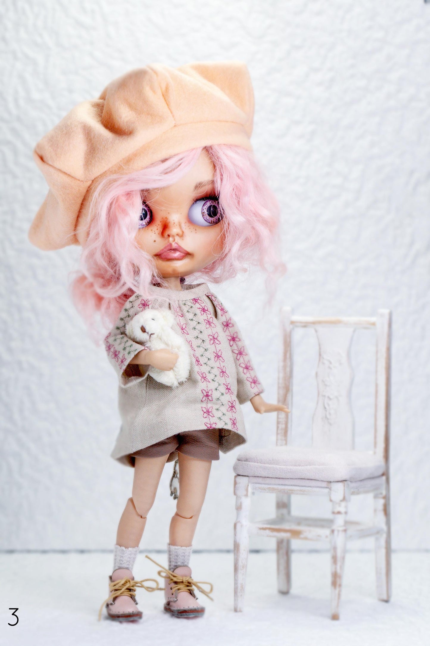 PDF Digital Pattern filt beret cap for Blythe dolls. 6 variations. VIDEO tutorial.