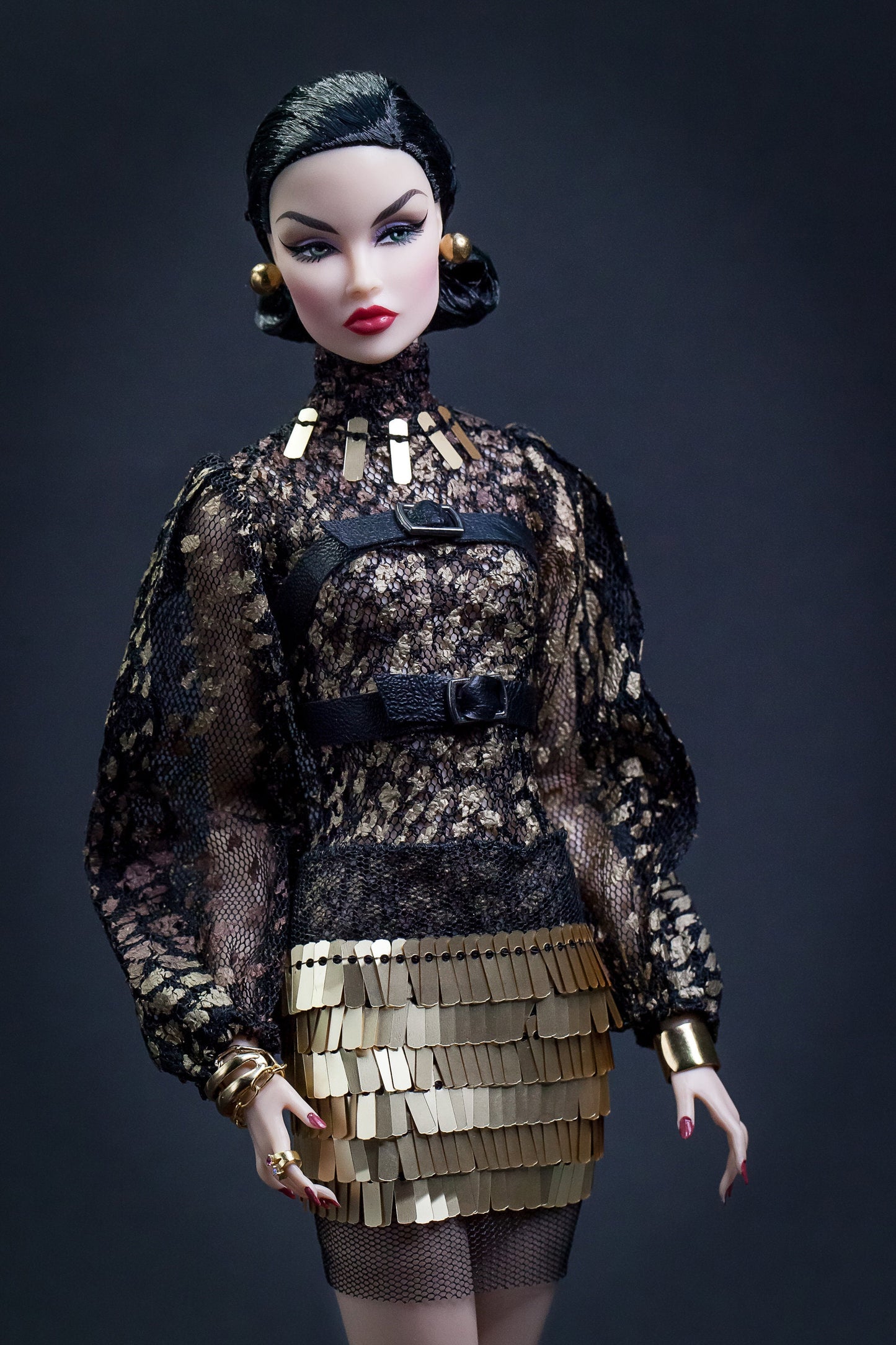 Black and gold snake print dress for Integrity Toys Poppy Parker Nu Face Fashion Royalty dolls