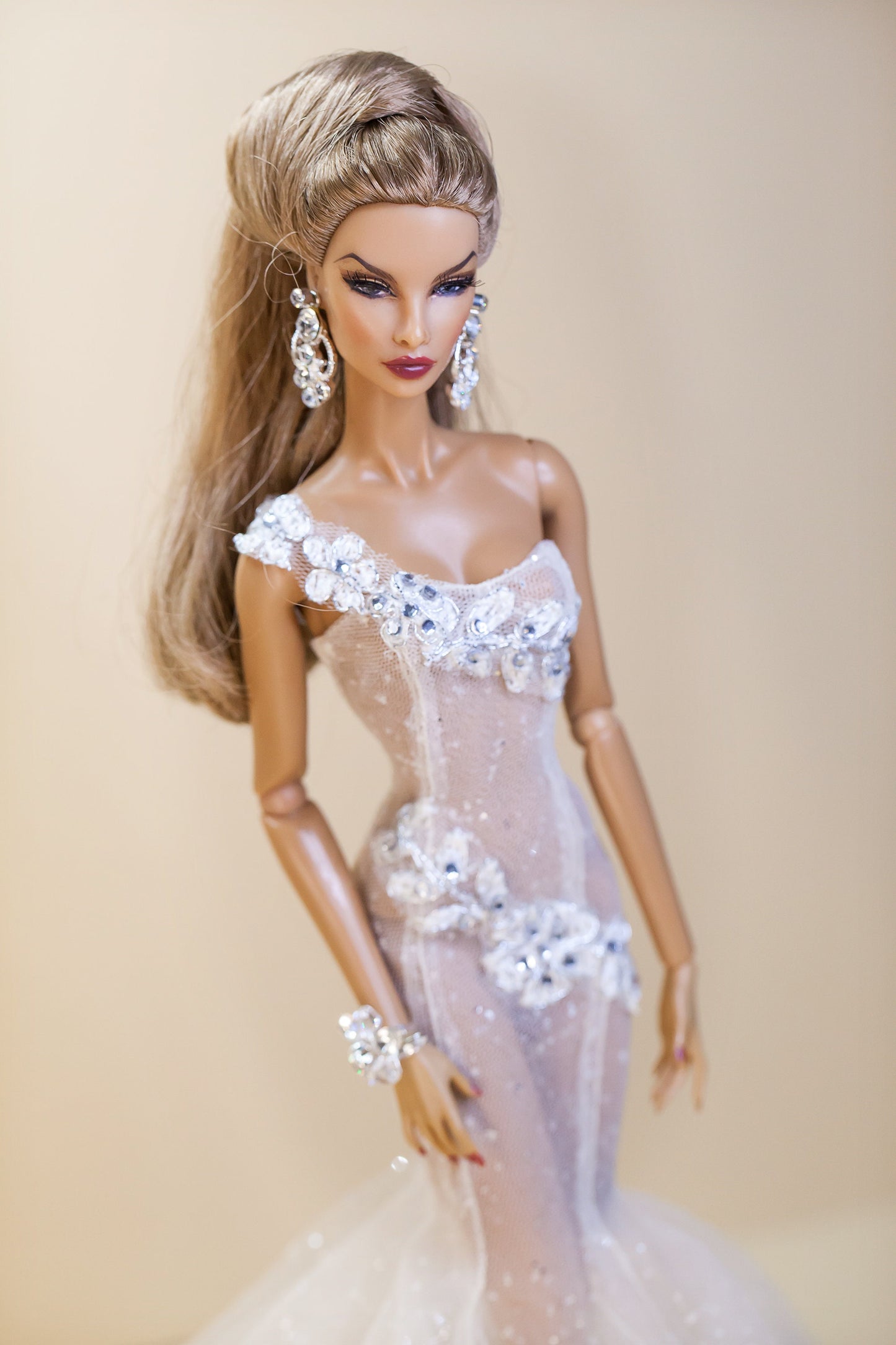 PDF Digital Pattern fishtail dress for Fashion Royalty Nu Face doll Integrity toys. VIDEO tutorial.