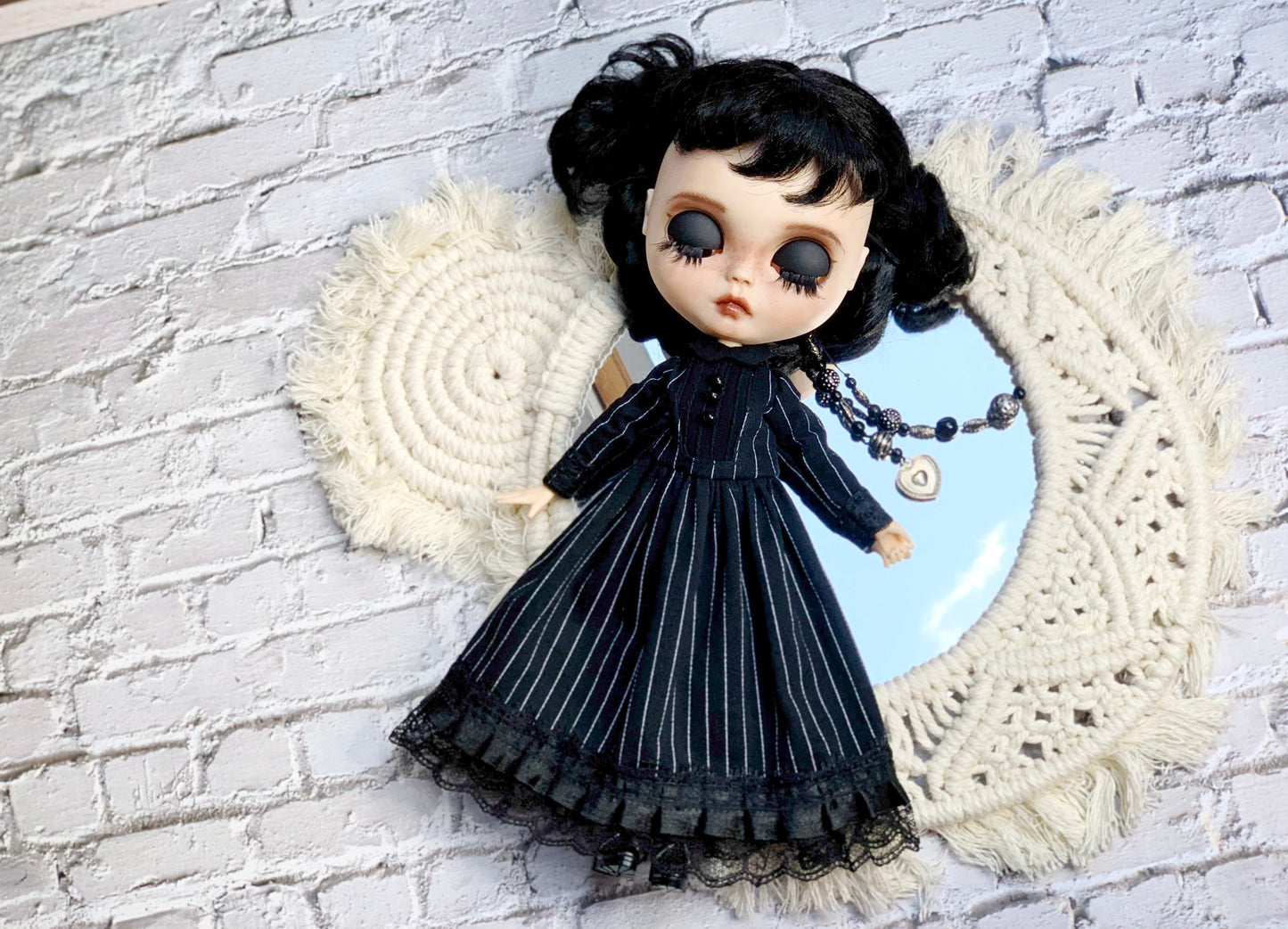 Black dress. Blythe doll dress 1/6 doll dress. Clothes.