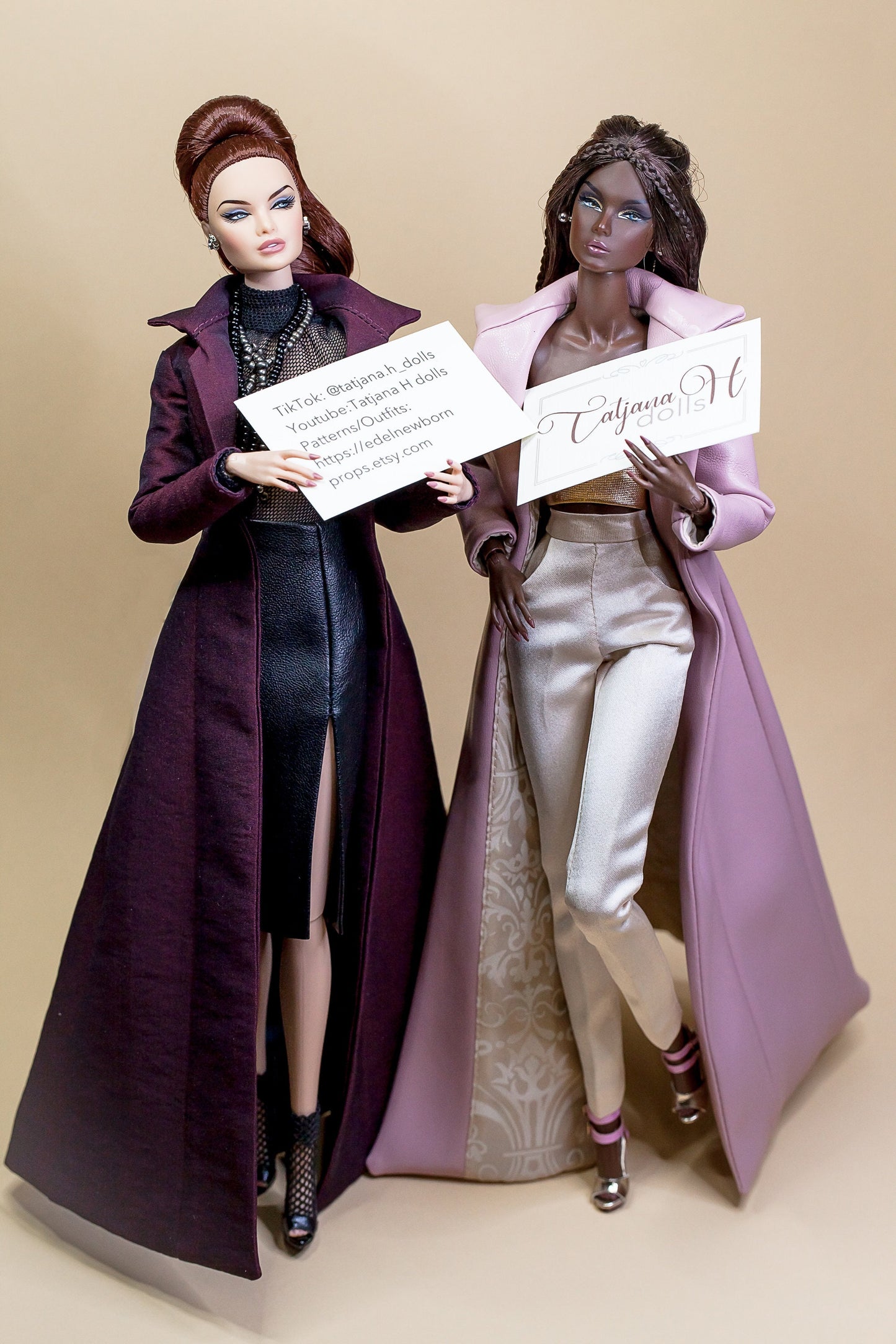 PDF Digital Pattern long coat for Fashion Royalty Nu Face doll Integrity toys. YouTube VIDEO tutorial.