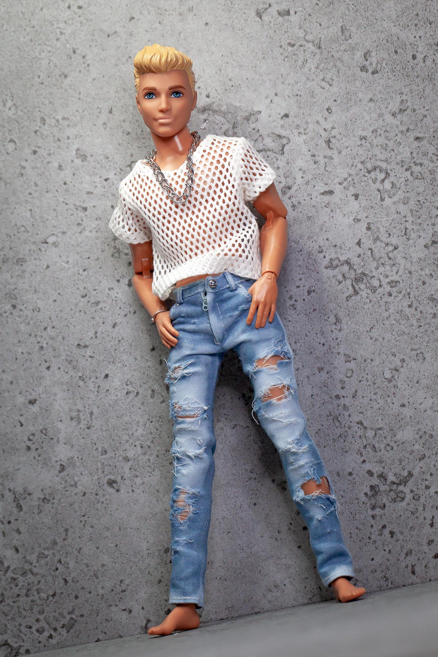 PDF Digital Pattern skinny jeans for 1:6 12" male MTM fashion doll. Video tutorial.