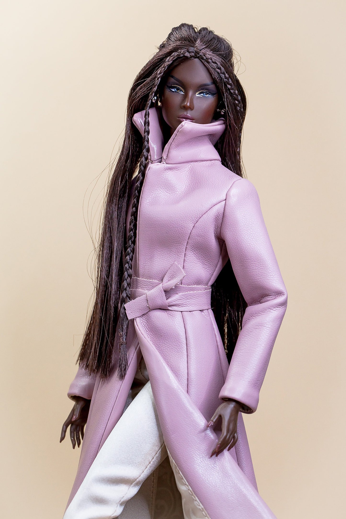 Faux leather coat for Integrity Toys Poppy Parker Fashion Royalty Nu Face doll