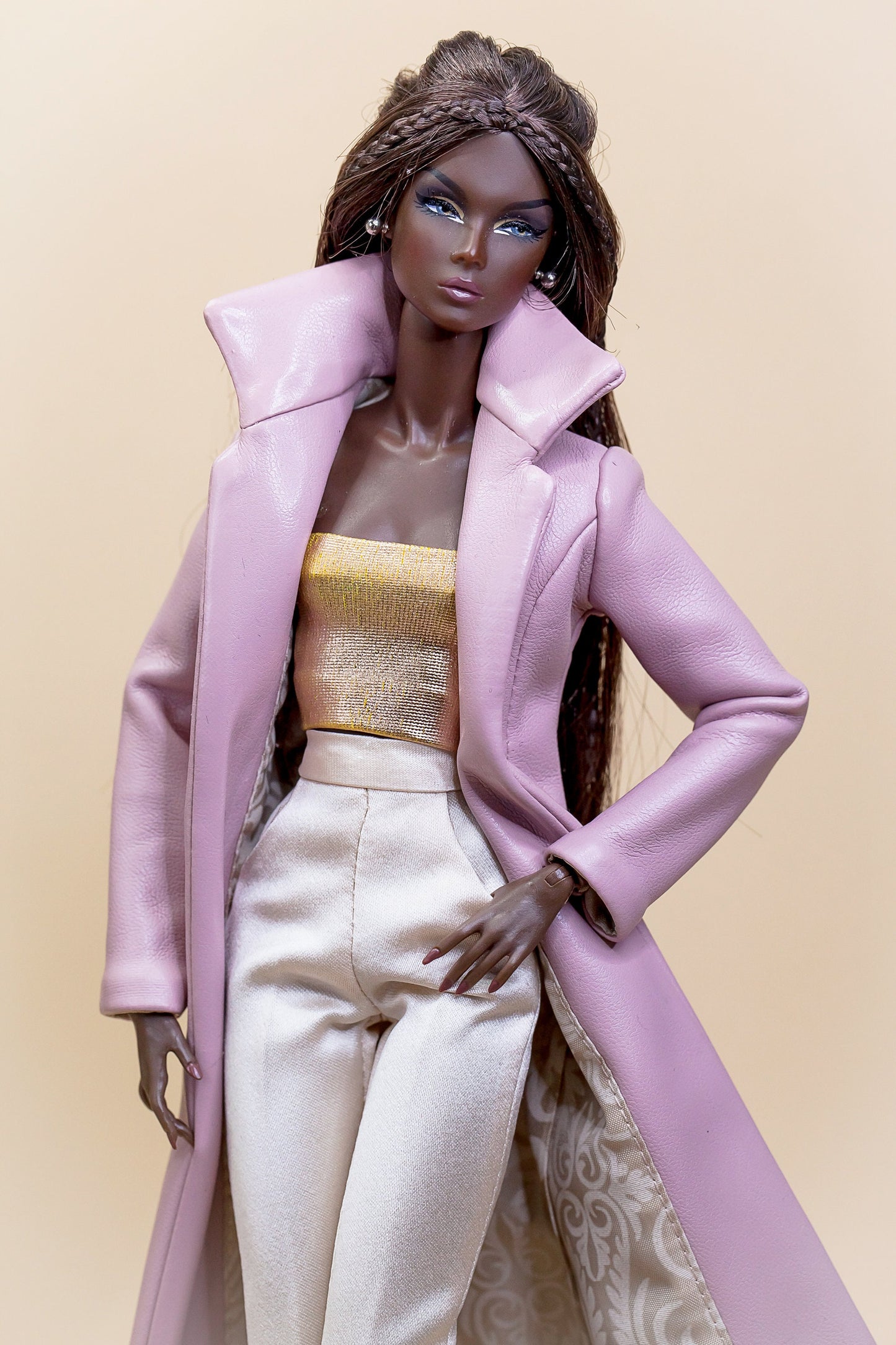 PDF Digital Pattern long coat for Fashion Royalty Nu Face doll Integrity toys. YouTube VIDEO tutorial.