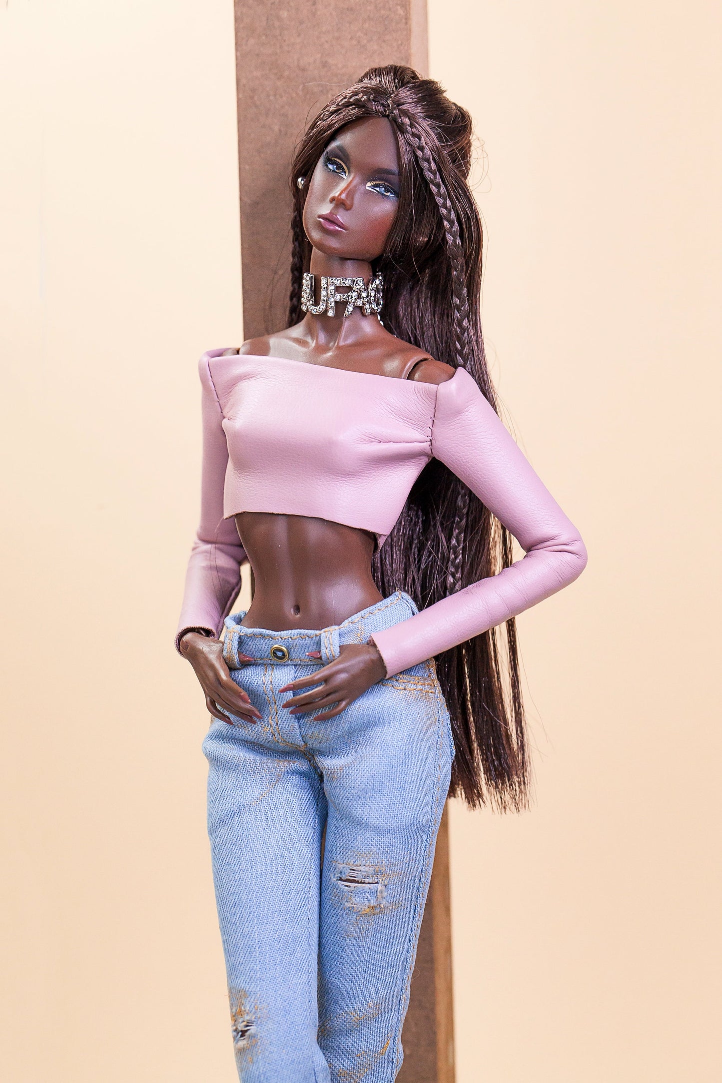 PDF Digital Pattern leather top for Fashion Royalty Nu Face Poppy Parker doll Integrity toys. VIDEO tutorial.