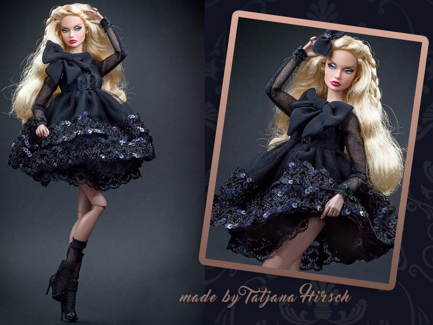 Black dress for Integrity toys Fashion Royalty Nu Face Poppy Parker dolls.