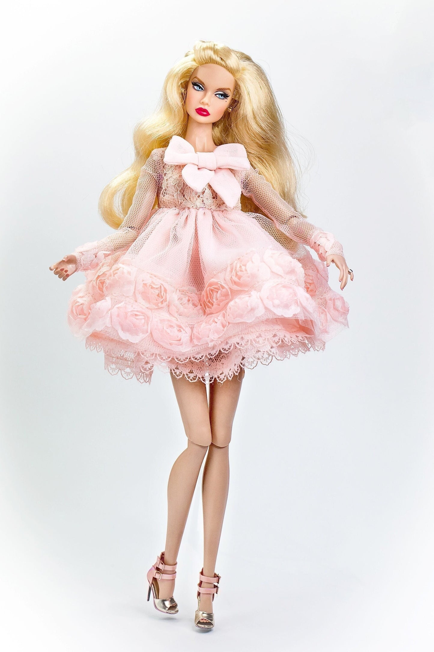 Pink dress for Integrity toys Fashion Royalty Nu Face Poppy Parker dolls.