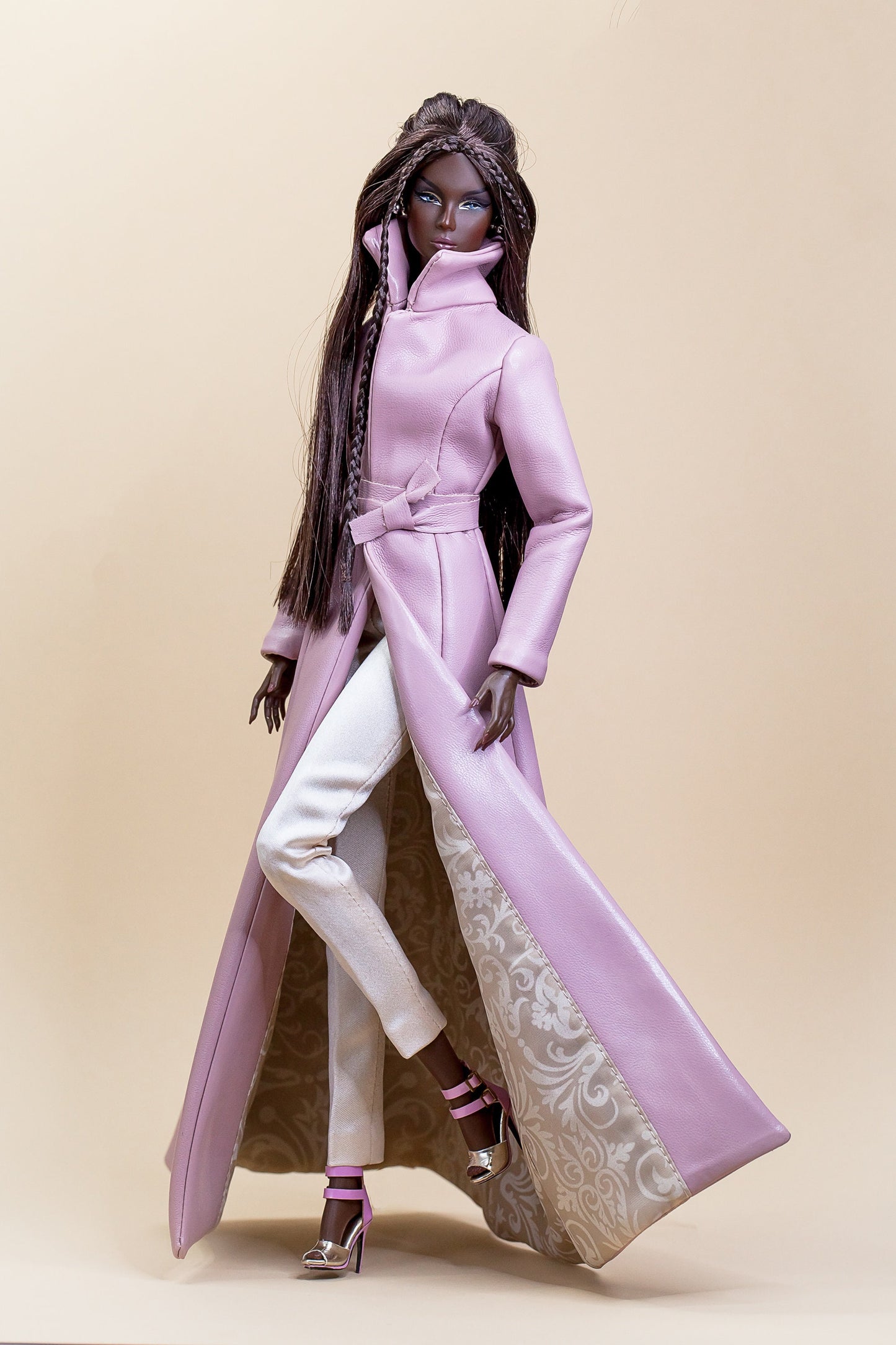 Faux leather coat for Integrity Toys Poppy Parker Fashion Royalty Nu Face doll