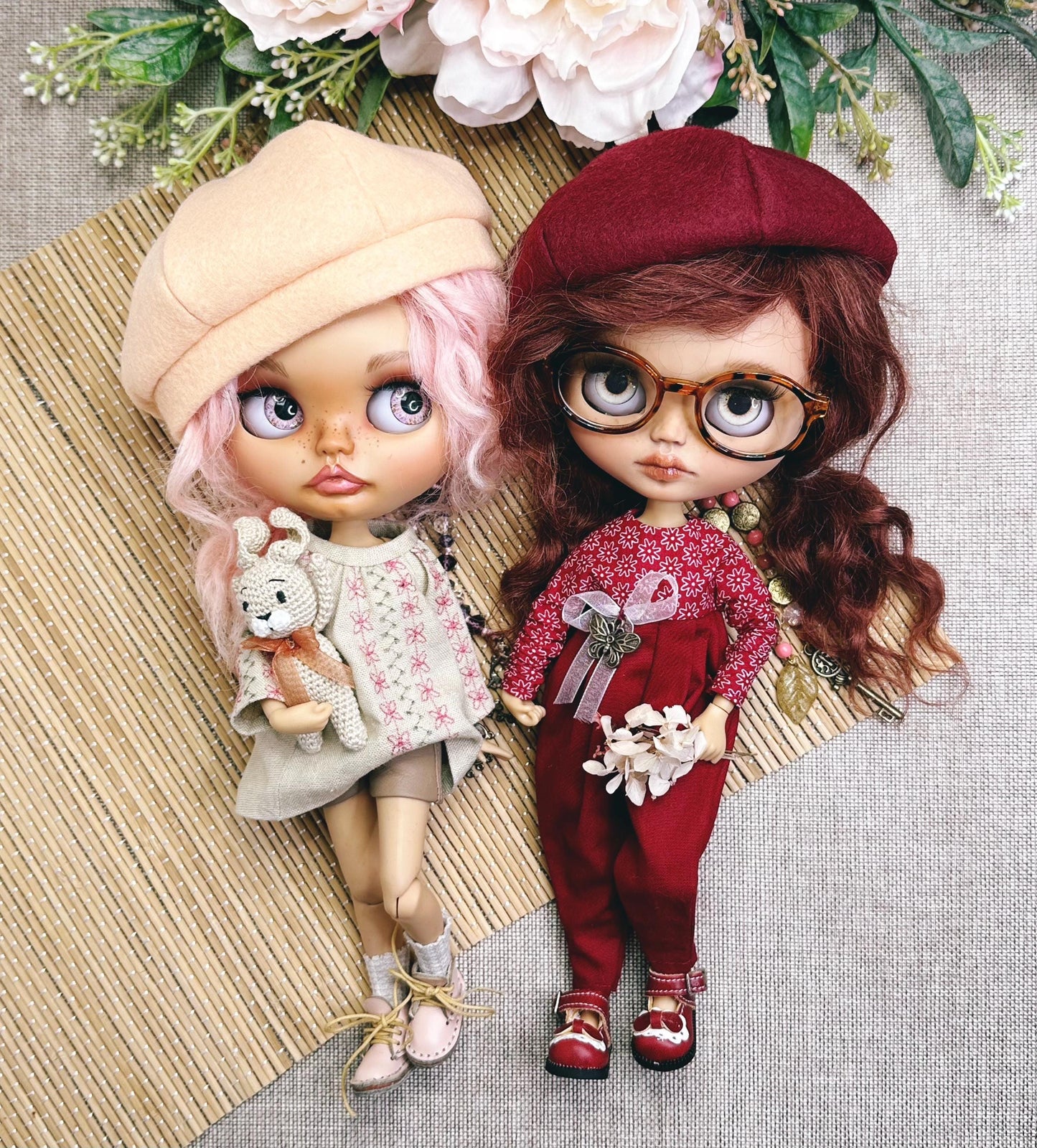 PDF Digital Pattern filt beret cap for Blythe dolls. 6 variations. VIDEO tutorial.