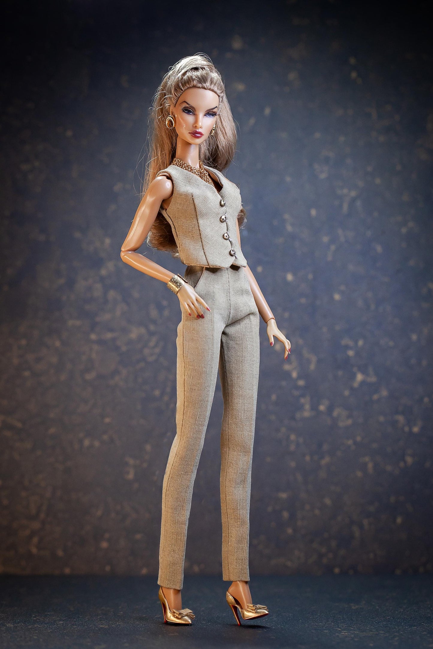Suit blazer, trousers, vest moss green for Integrity Toys Poppy Parker Fashion Royalty Nu Face BB MTM