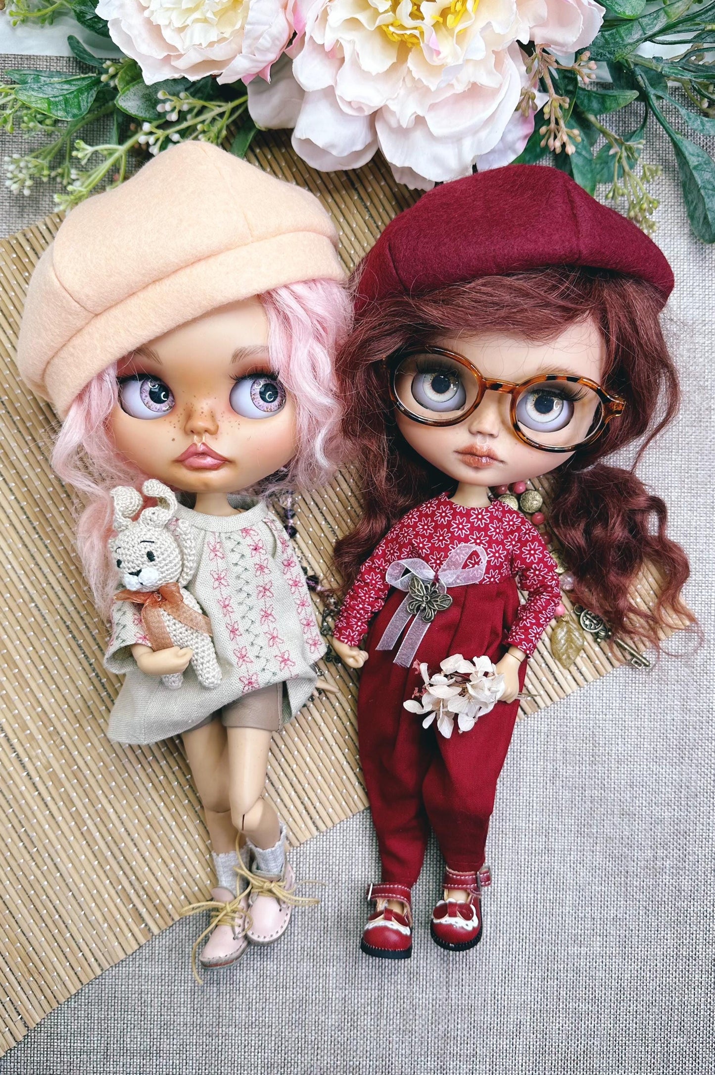 PDF Digital Pattern filt beret cap for Blythe dolls. 6 variations. VIDEO tutorial.