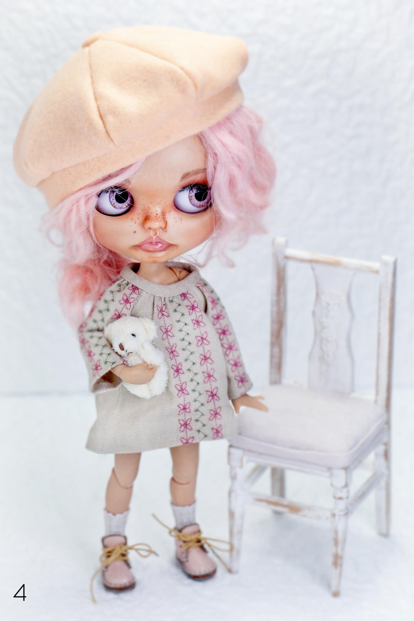 PDF Digital Pattern filt beret cap for Blythe dolls. 6 variations. VIDEO tutorial.