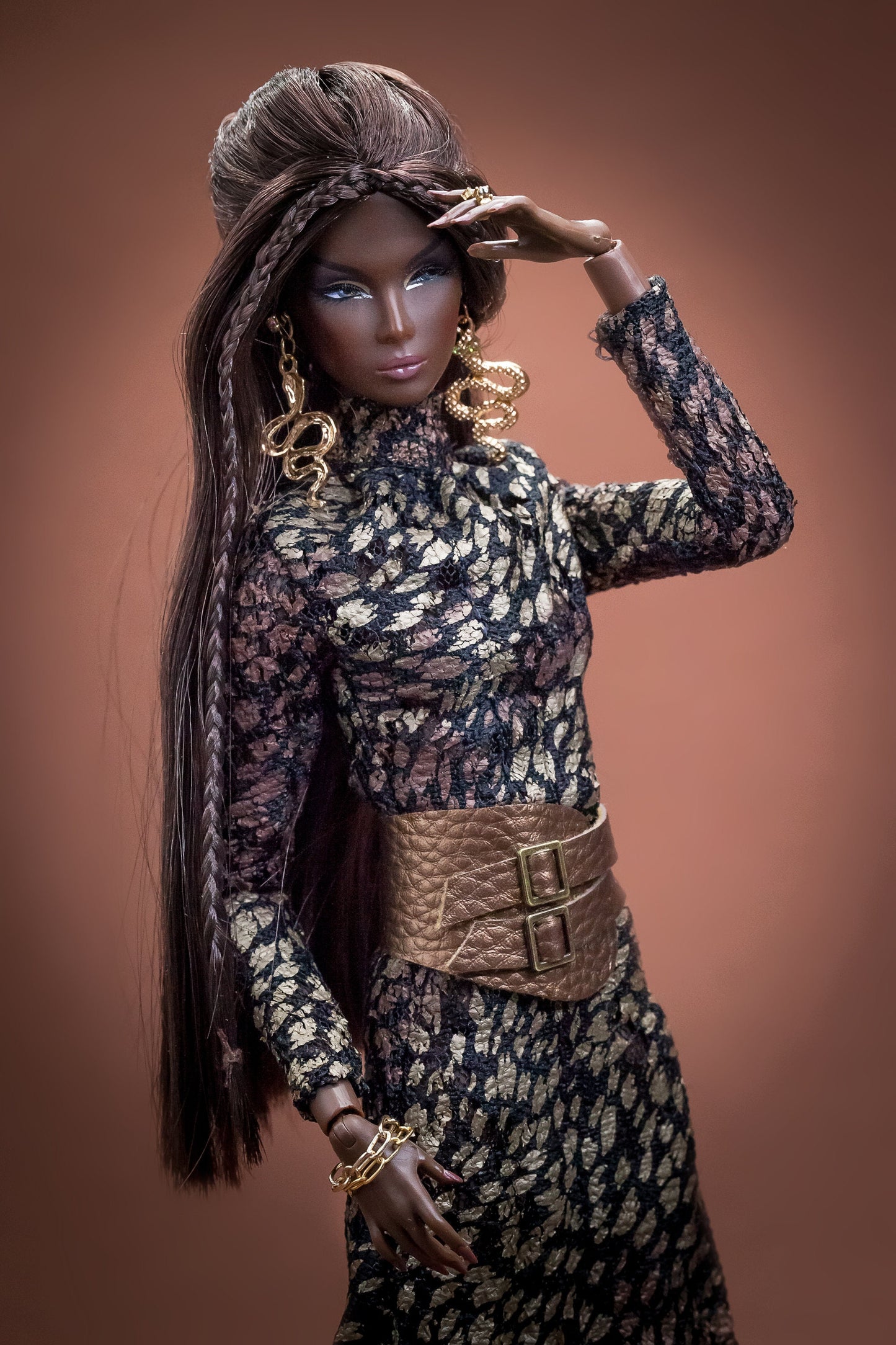 PDF Digital Pattern long dress + belt for Fashion Royalty Nu Face doll Integrity toys. Video tutorial.