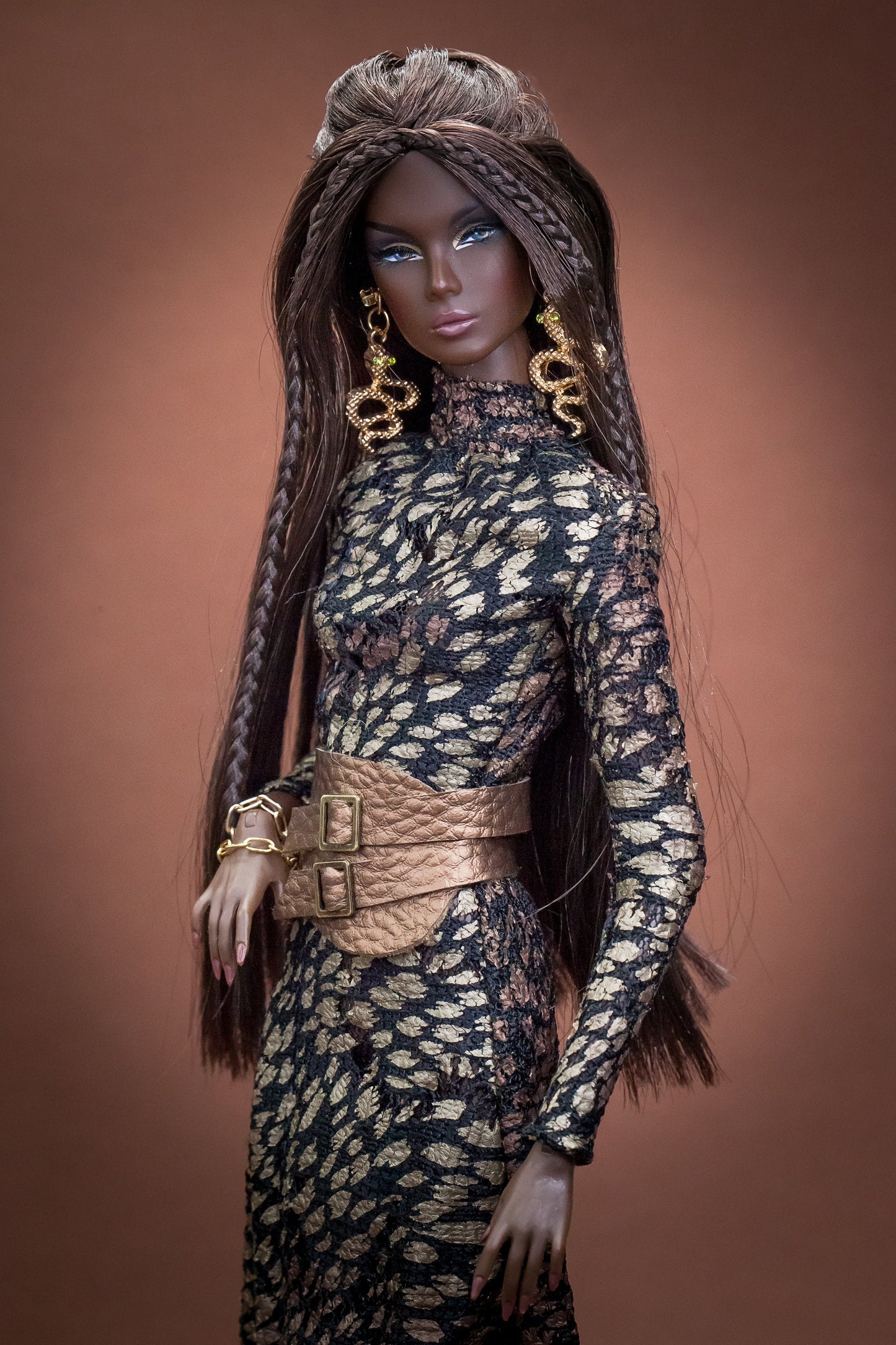 PDF Digital Pattern long dress + belt for Fashion Royalty Nu Face doll Integrity toys. Video tutorial.