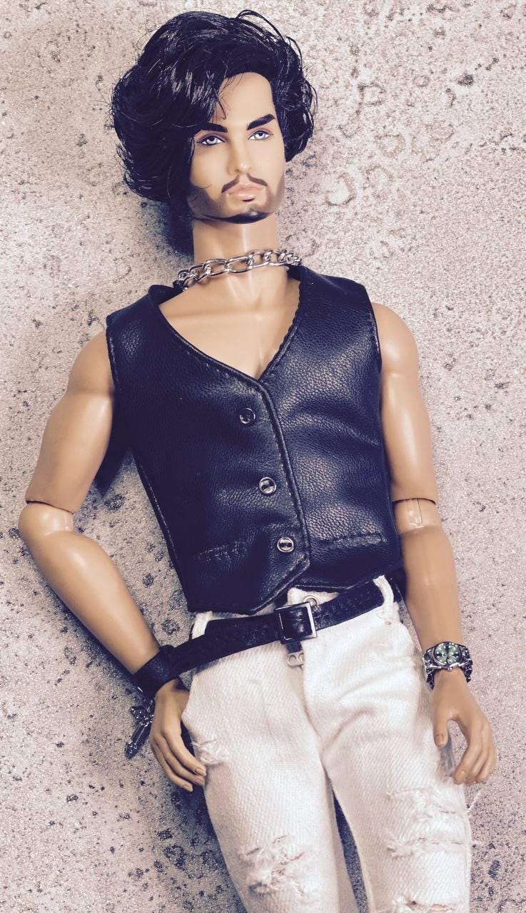 PDF Digital Pattern leather vest for male FR HOMME Monarch doll Integrity toys.