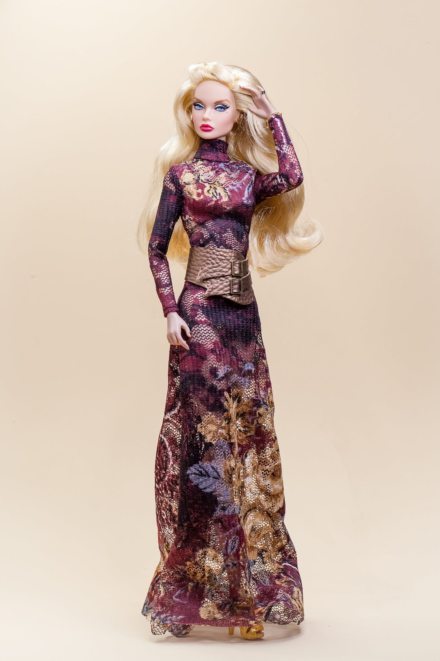 Long printed dress for Integrity Toys Poppy Parker Nu Face Fashion Royalty dolls