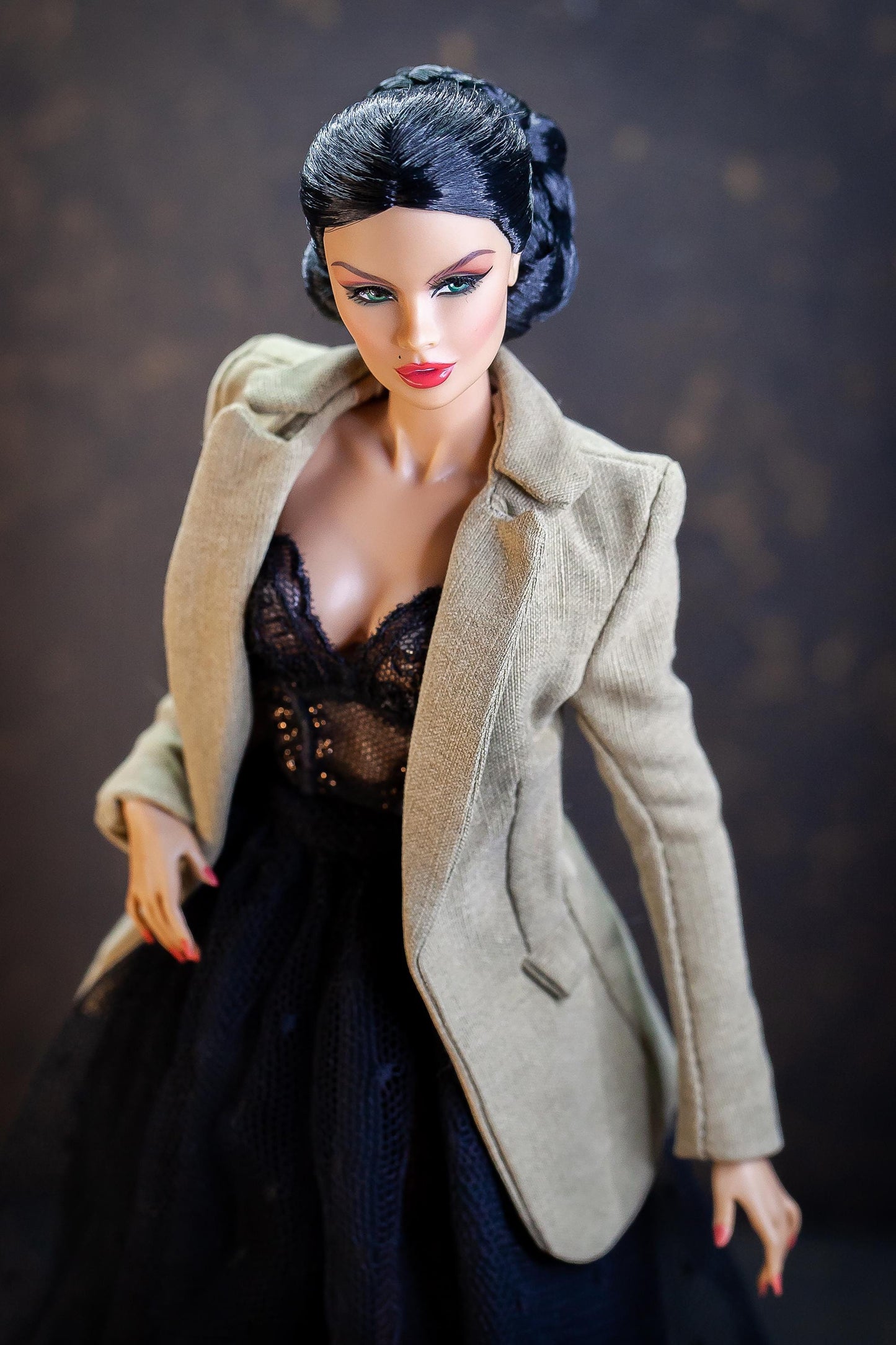 Suit blazer, trousers, vest moss green for Integrity Toys Poppy Parker Fashion Royalty Nu Face BB MTM