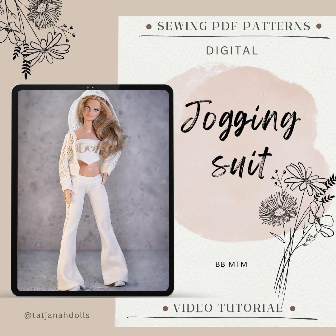 PDF Digital Pattern jogging suit, sweatshirt, trousers for BB MTM dolls. Video tutorial.