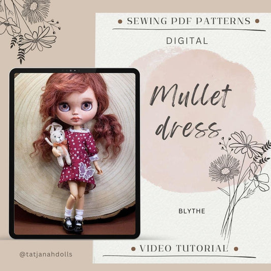 PDF Digital Pattern Mullet dress für Blythe 1:6 doll. Youtube VIDEO.