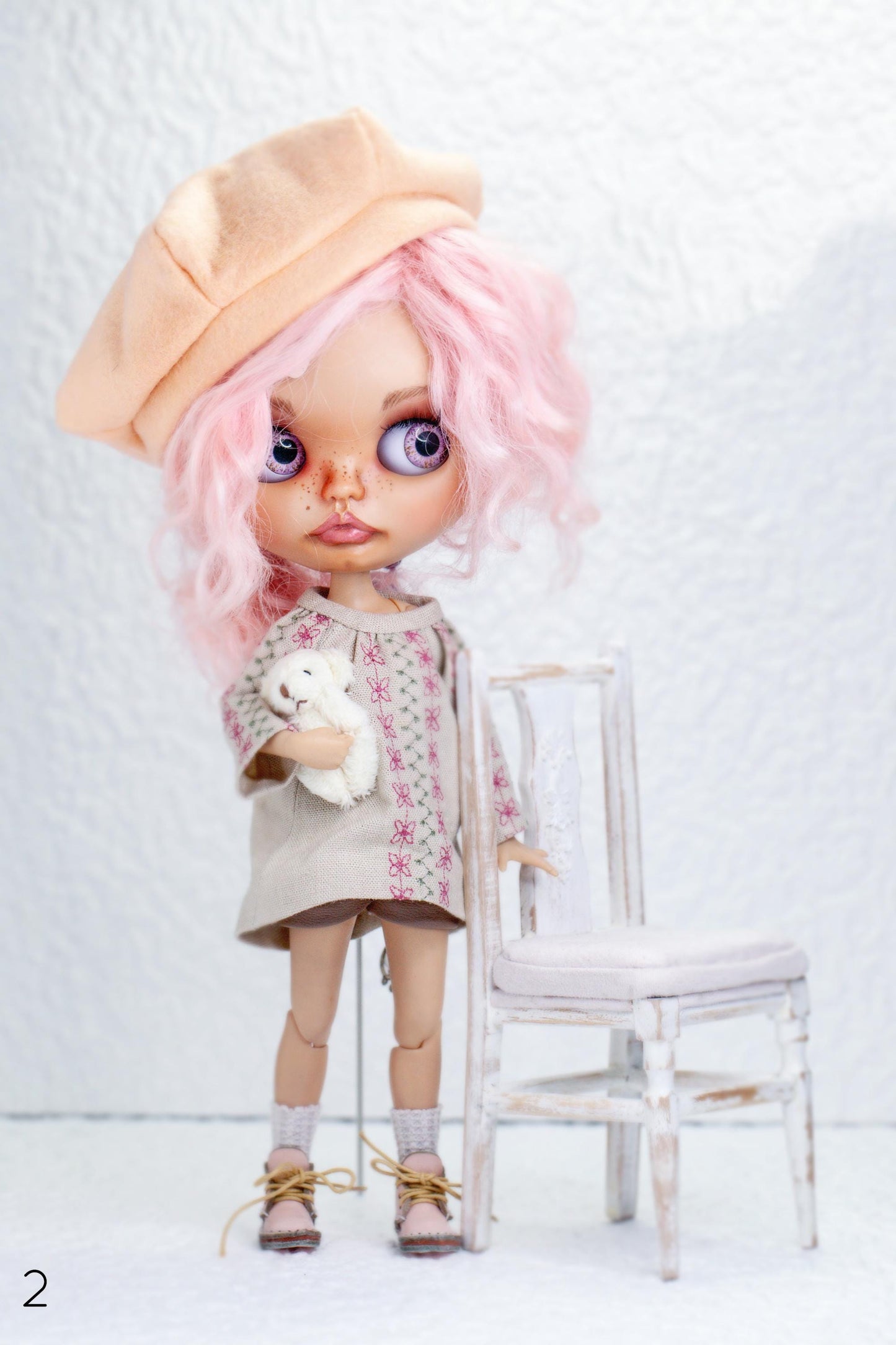 PDF Digital Pattern filt beret cap for Blythe dolls. 6 variations. VIDEO tutorial.