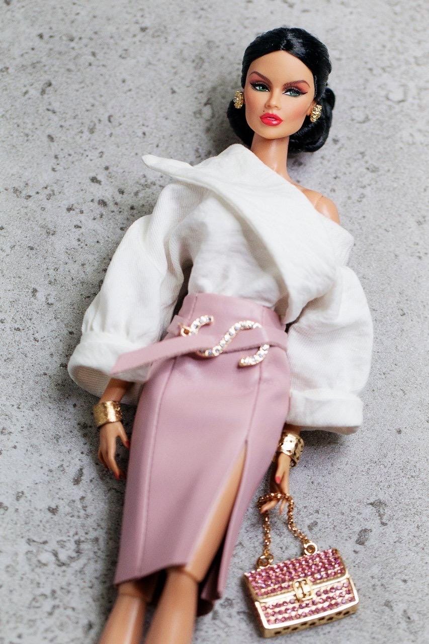 Blouse body and skirt leather imitation for Integrity Toys Poppy Parker Fashion Royalty Nu Face