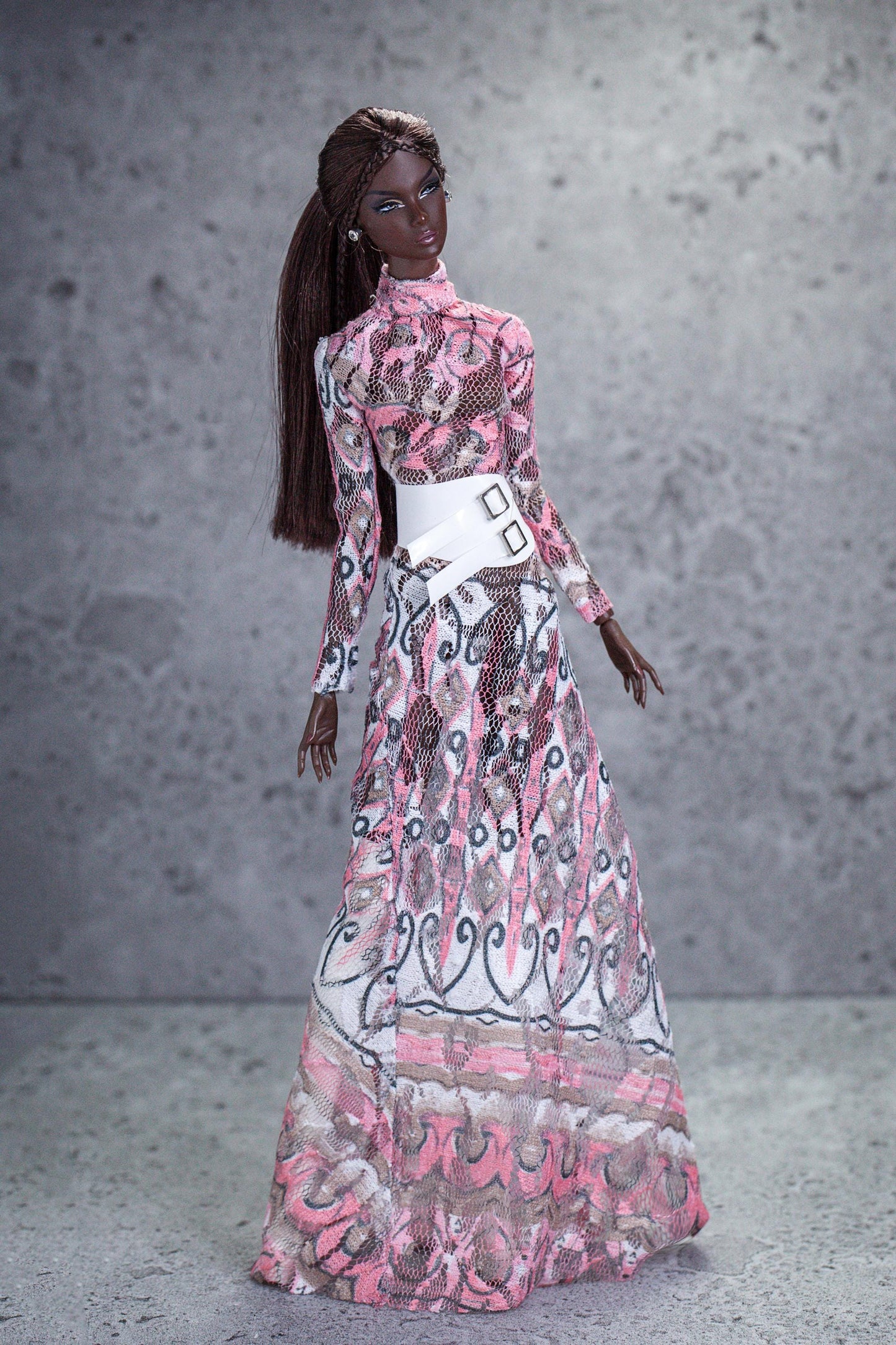 Long printed dress for Integrity Toys Poppy Parker Nu Face Fashion Royalty dolls