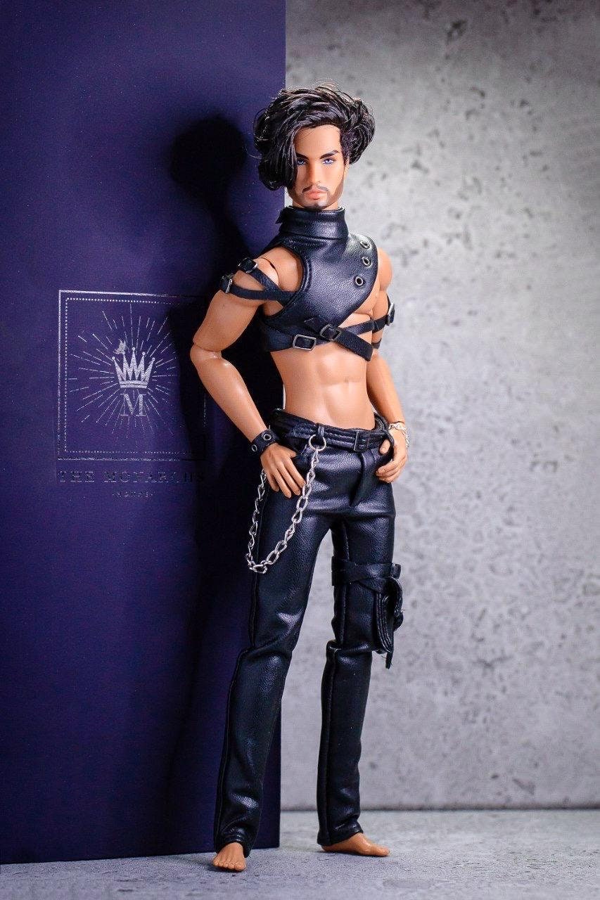 Leather Gothic Punk Outfit for FR Homme Integrity Toys Male Fashion Royalty Doll