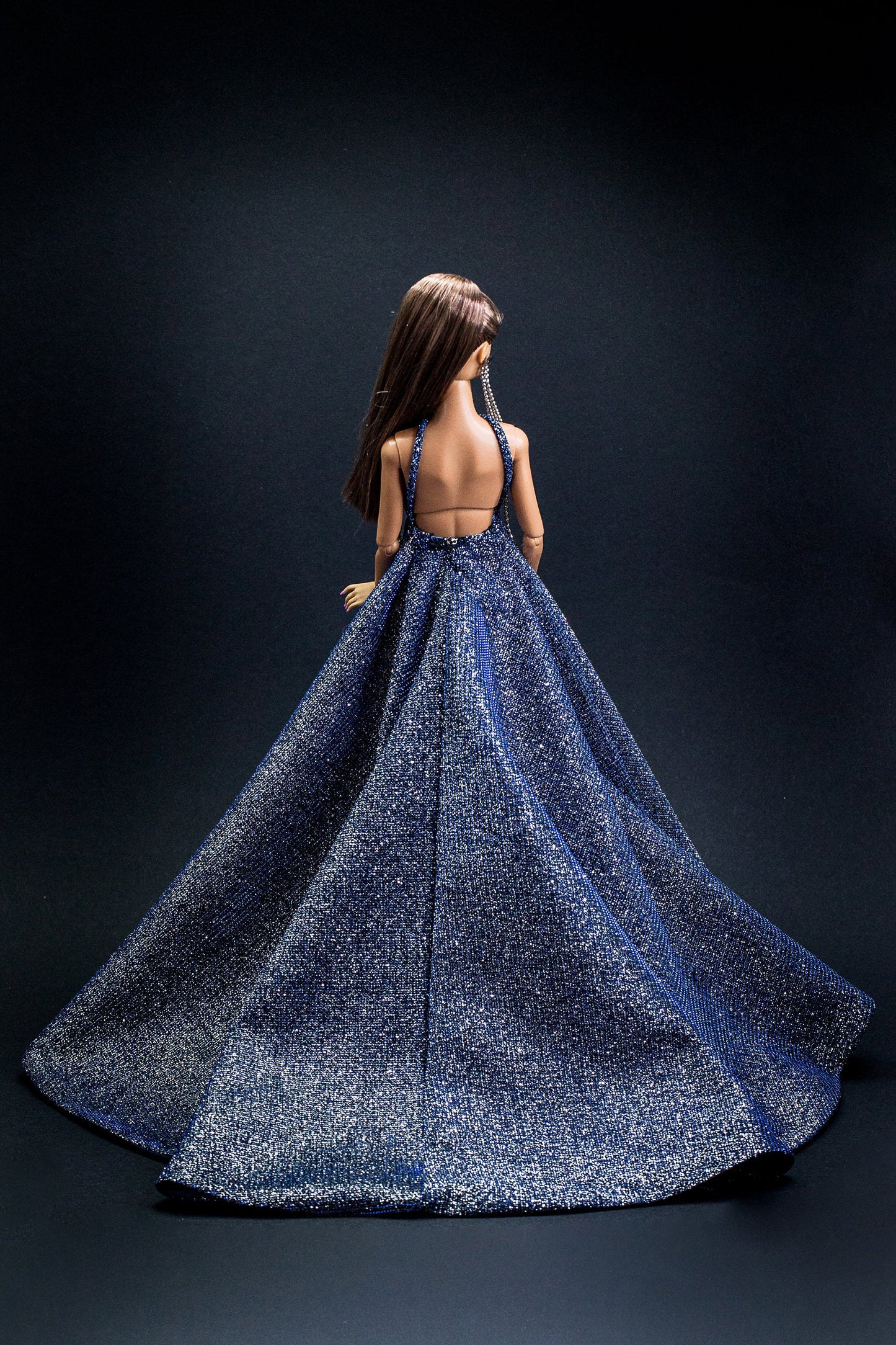 Blue glitter dress for Integrity toys Fashion Royalty Nu Face Poppy Parker dolls.