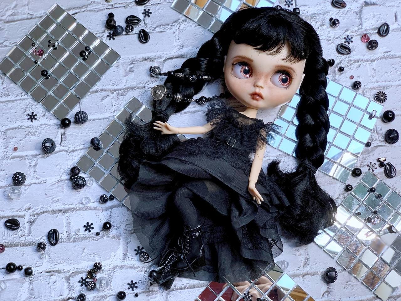 PDF Digital Pattern wide skirt dress for Blythe doll. YouTube VIDEO.