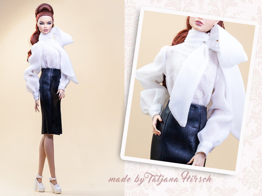 Body blouse and skirt imitation leather for Integrity Toys Poppy Parker Fashion Royalty Nu Face dolls