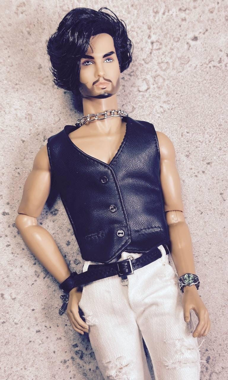 PDF Digital Pattern leather vest for male FR HOMME Monarch doll Integrity toys.