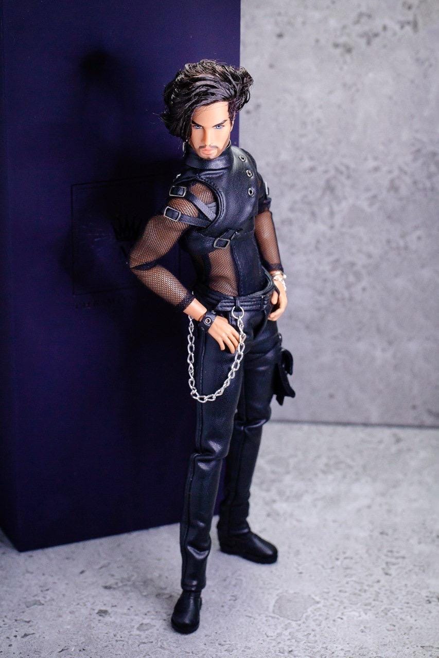 Leather Gothic Punk Outfit for FR Homme Integrity Toys Male Fashion Royalty Doll