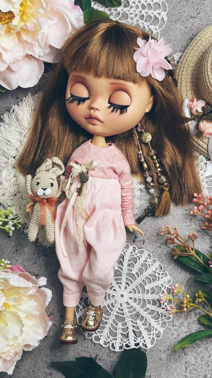 Unique Blythe-style artist doll "Mila" – Handmade collectible doll for adoption OOAK