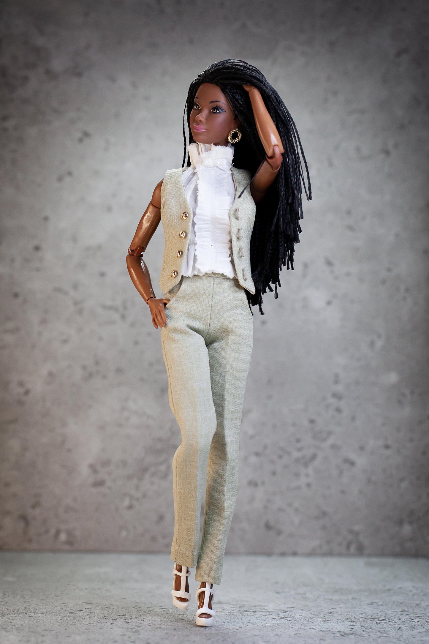 PDF Digital Pattern vest + pants trousers suit for BBMTM fashion dolls. VIDEO tutorial.