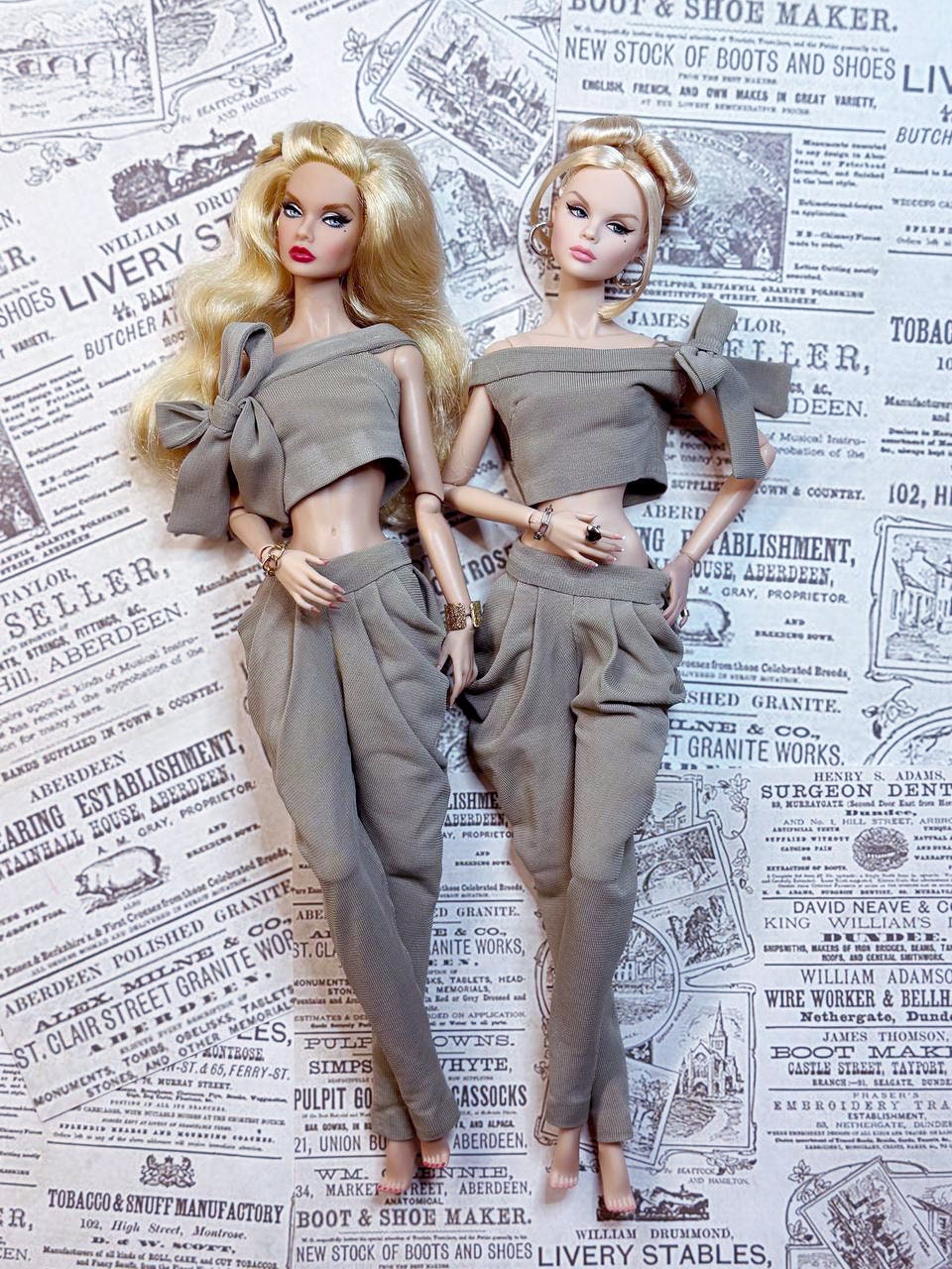 Pleated pants, top and T-shirt for 12 inch fashion dolls by Integrity Toys dolls