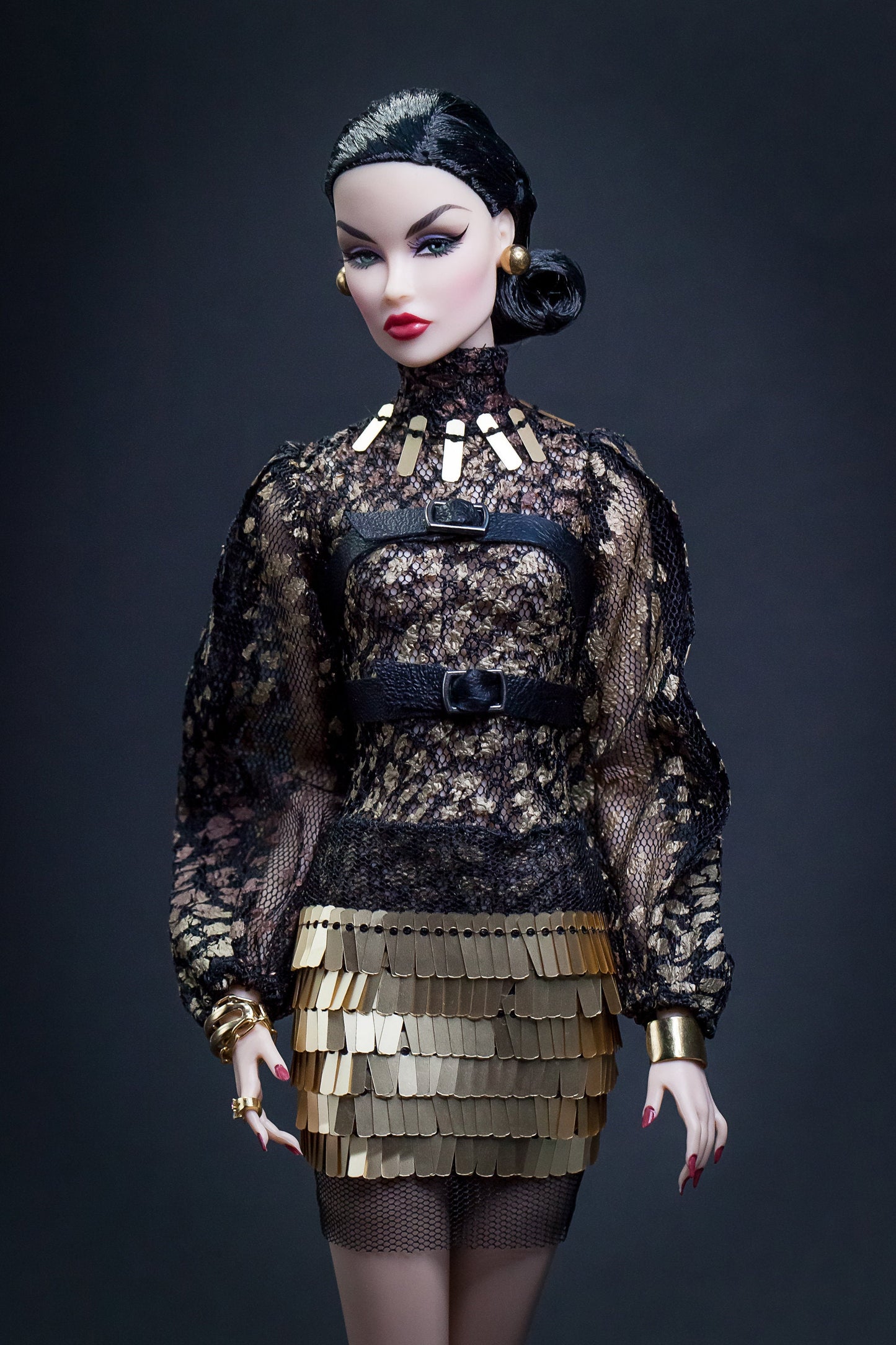 Black and gold snake print dress for Integrity Toys Poppy Parker Nu Face Fashion Royalty dolls