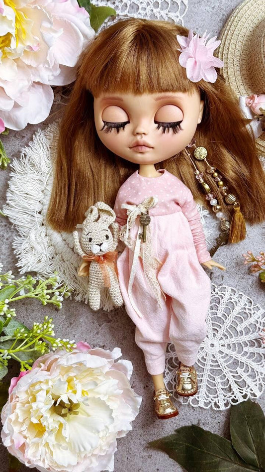 Unique Blythe-style artist doll "Mila" – Handmade collectible doll for adoption OOAK
