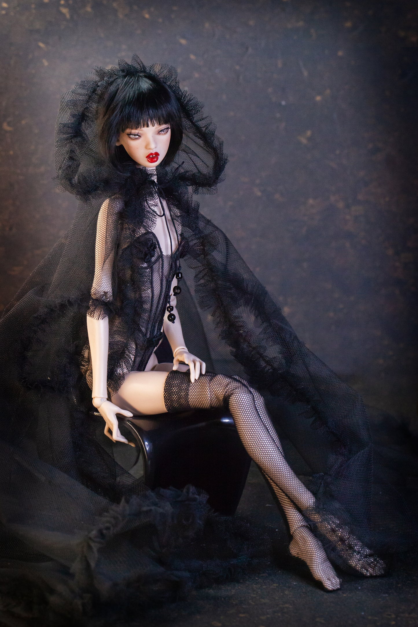 Edle Dessous für Popovy Sisters & Recast Puppen. Body Lingerie Corsage mit Strümpfen und Morgenmantel