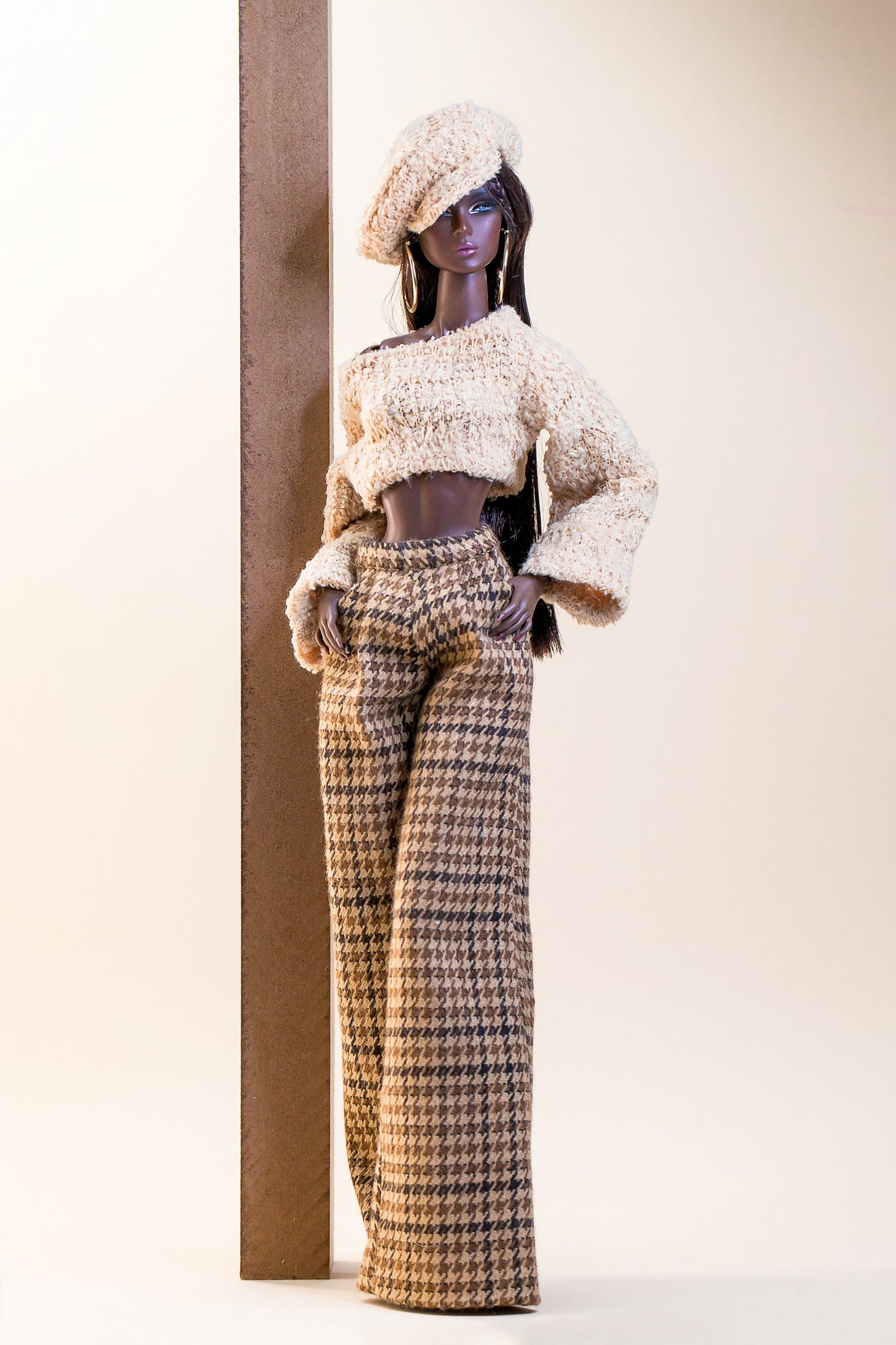 PDF Digital Pattern wide leg trousers for Fashion Royalty Nu Face Integrity toys and BB dolls. VIDEO tutorial.