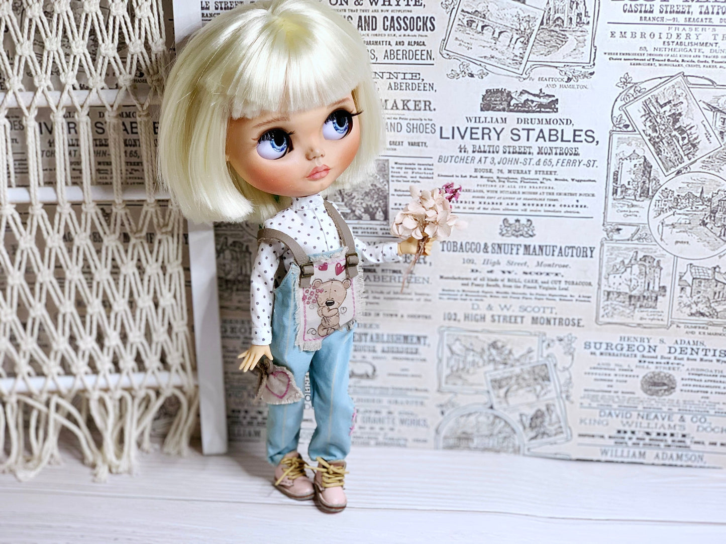 Blythe Outfit: Overalls and Shirt for Dolls. Clothes for 30 cm Dolls