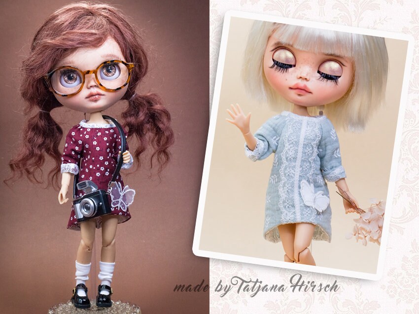Mulberry dress for Blythe doll. Butterfly dress. 1:6 doll dress.