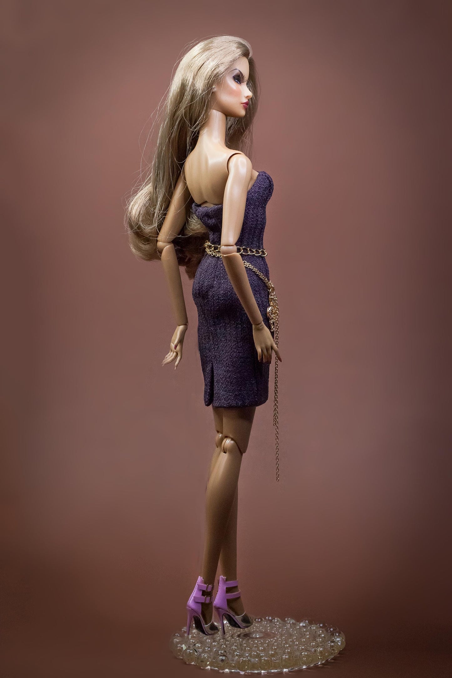 PDF Digital Pattern Etui dress for Fashion Royalty Nu Face BB MTM dolls Integrity toys. Video tutorial.
