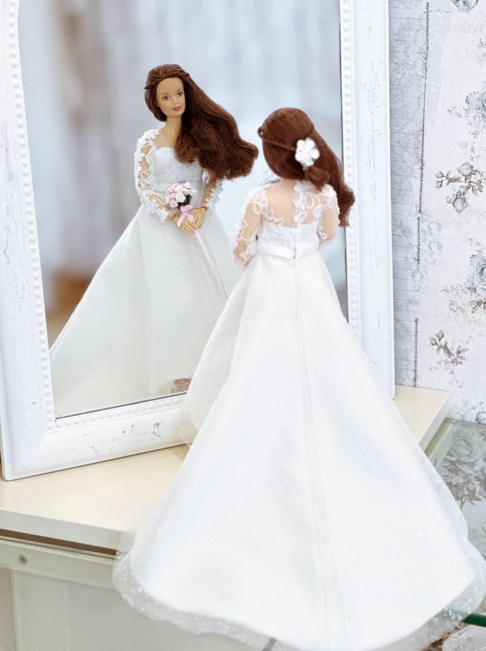 PDF Digital Pattern bridal dress, ball gown dress for BB Curv. dolls. Video tutorial.