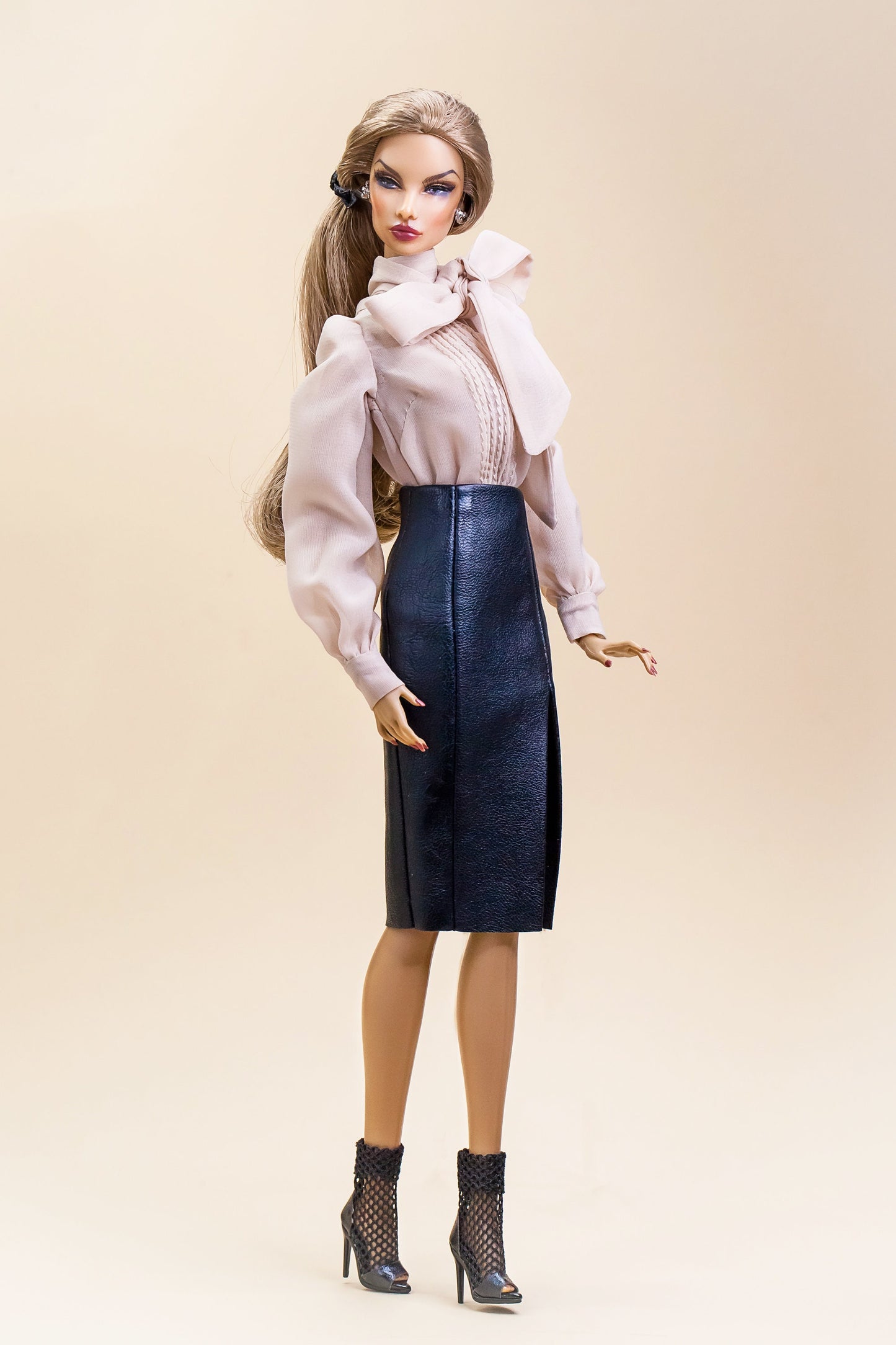 Body blouse and skirt imitation leather for Integrity Toys Poppy Parker Fashion Royalty Nu Face dolls