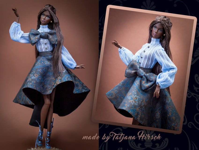 Body blouse and skirt blue for Integrity Toys Poppy Parker Fashion Royalty Nu Face