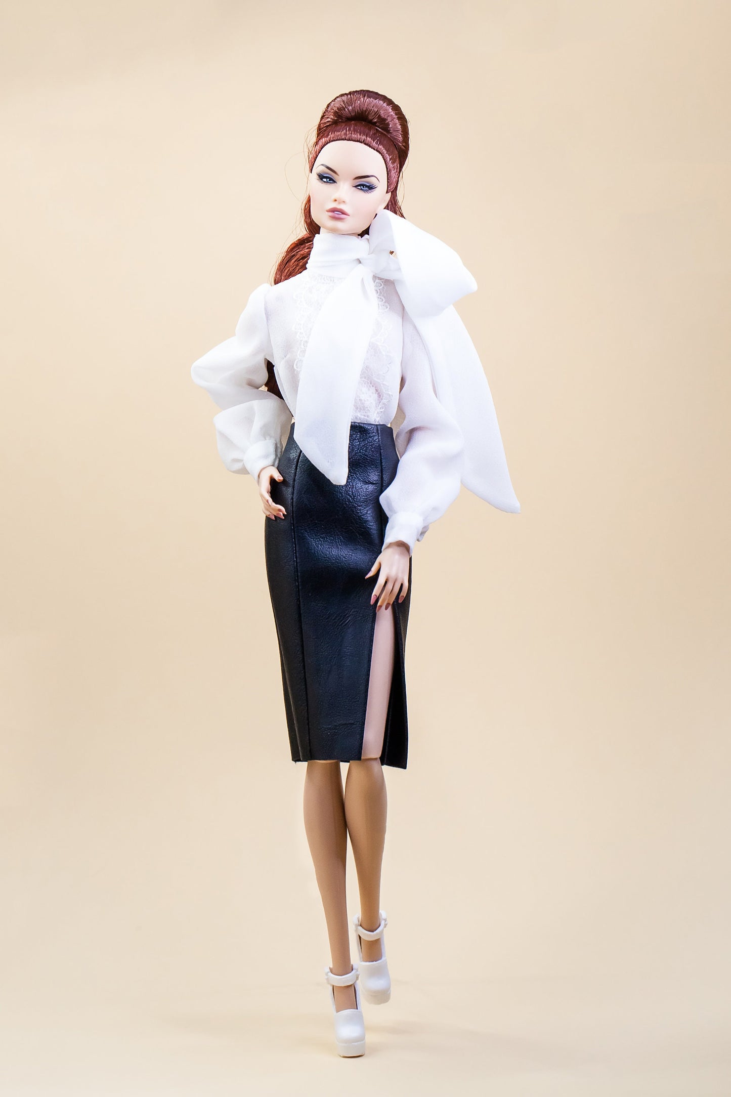 Body blouse and skirt imitation leather for Integrity Toys Poppy Parker Fashion Royalty Nu Face dolls