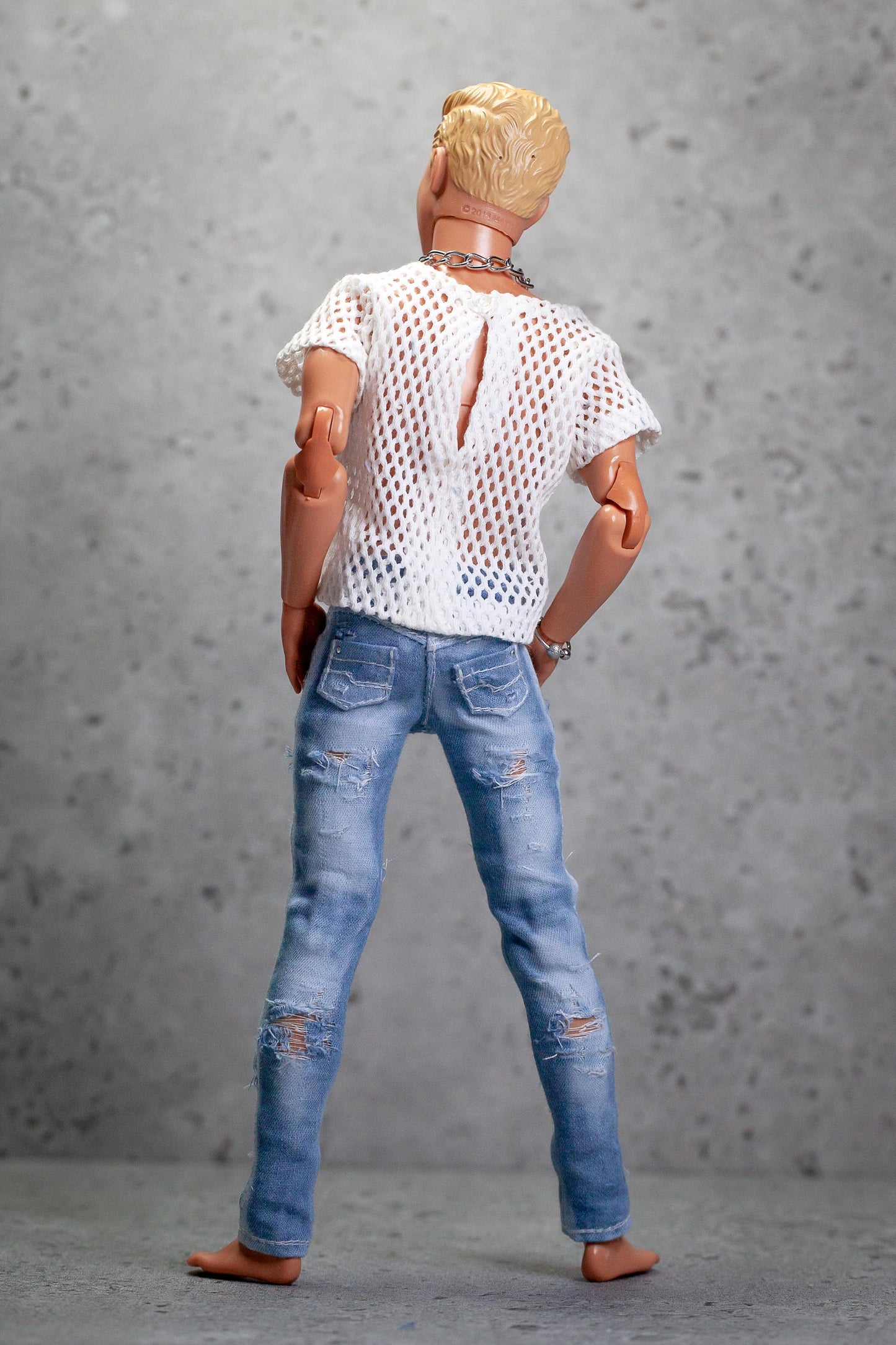 PDF Digital Pattern skinny jeans for 1:6 12" male MTM fashion doll. Video tutorial.