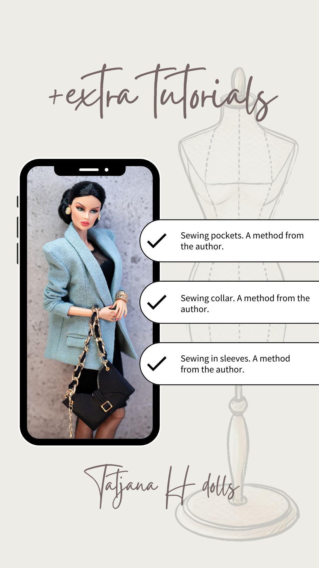 PDF Digital Pattern oversize blazer Fashion Royalty Nu Face Poppy Parker BBMTM dolls Integrity toys. + VIDEO