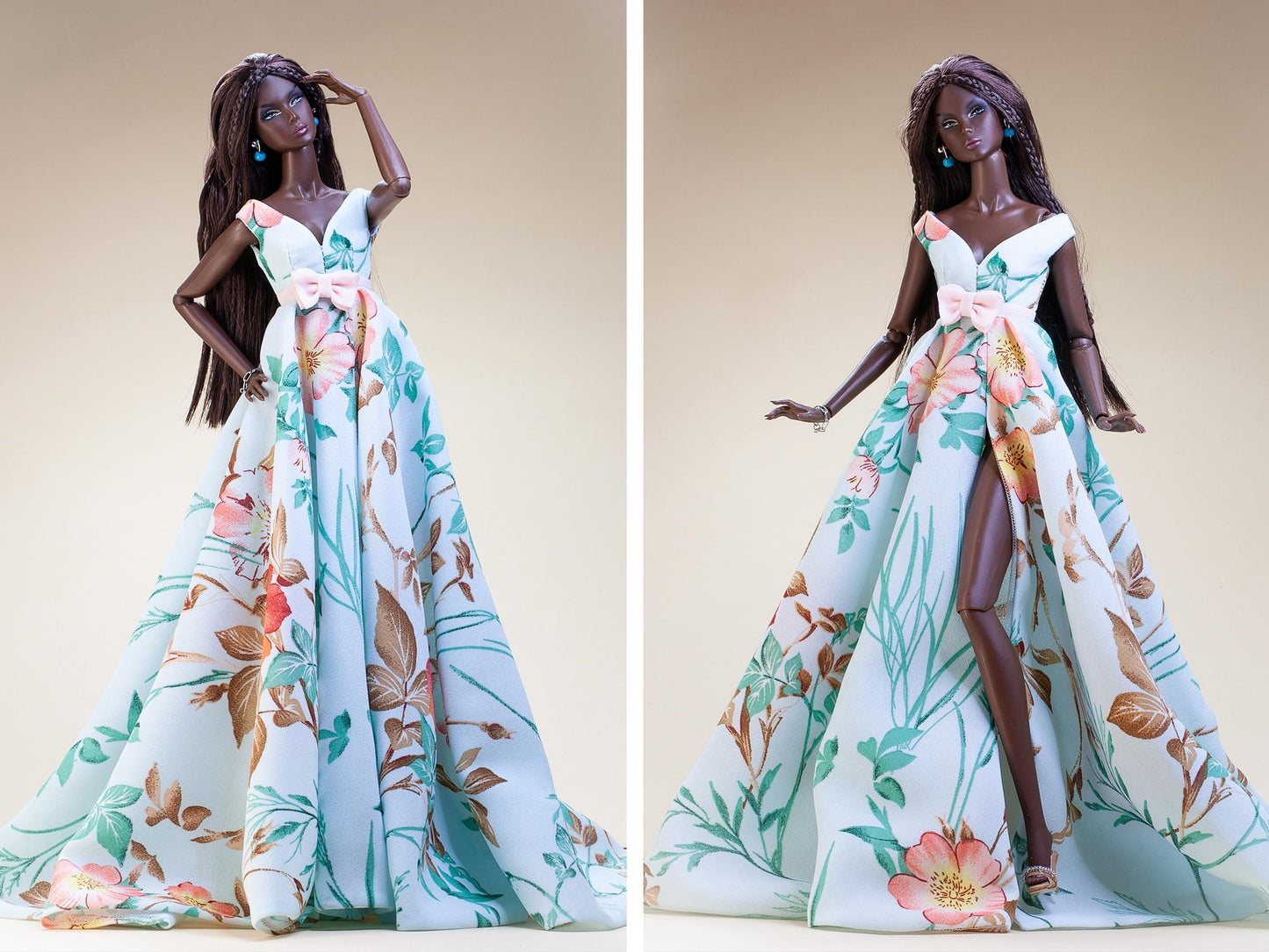 PDF Digital Pattern off shoulder dress for 1:6 BB &amp; Integrity toys dolls. VIDEO tutorial.