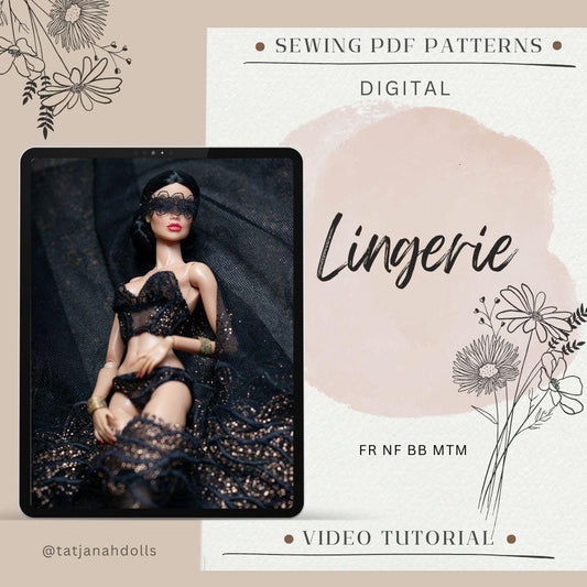 PDF Digital Pattern lingerie, bustier, pants, stockings for BBMTM &amp; Integrity toys dolls.